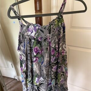 Used- Abstract Print Women's Lightweight Flowy layered summer Tunic Top w/ strap